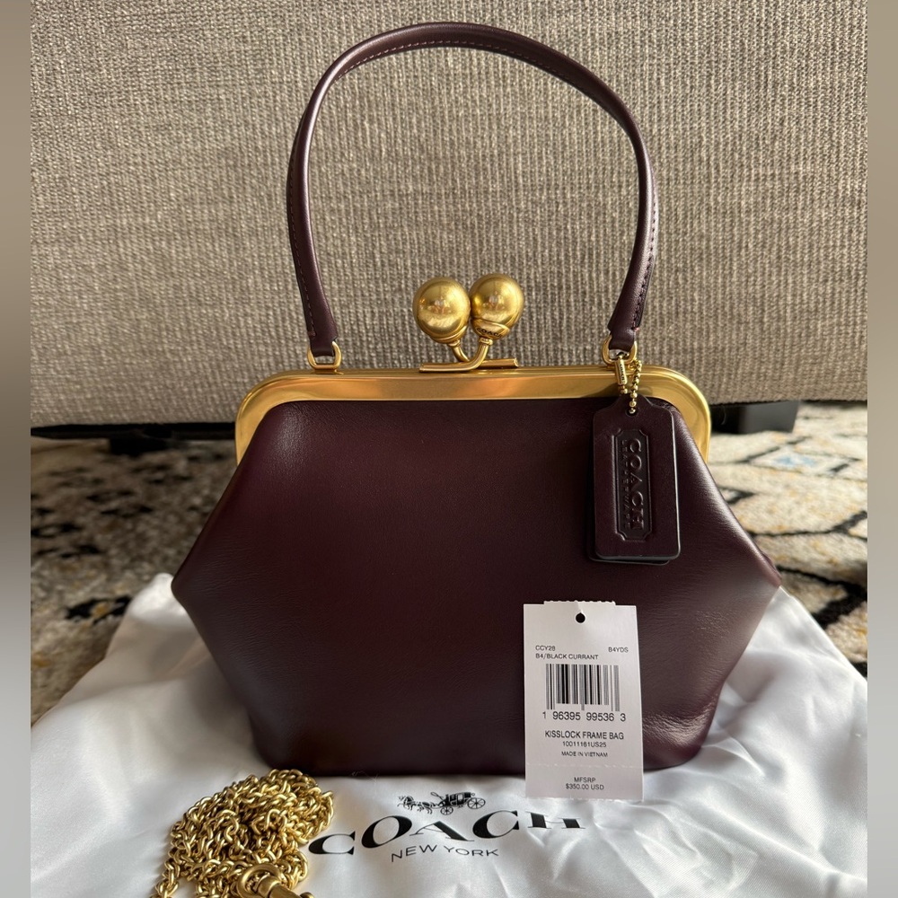 Coach Black Currant Kisslock Frame Bag 16